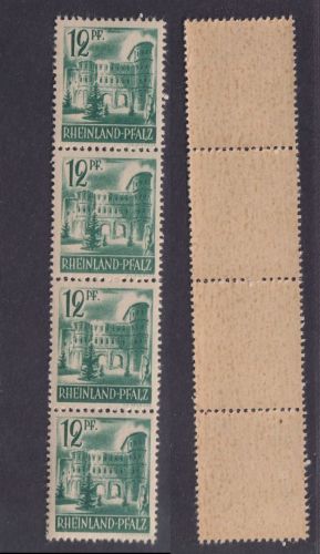 Französische Zone, Rheinland Pfalz Nr. 4 y v I Viererstreifen postfrisch