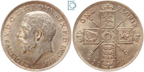 Großbritannien 1 Florin 1914 1rd issue | George V. (1910-1936) - Erhaltung!