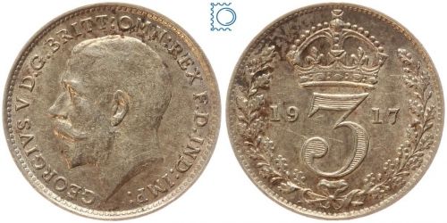 Großbritannien 3 Pence 1917 | 1st issue | George V. (1910-1936) - Patina!