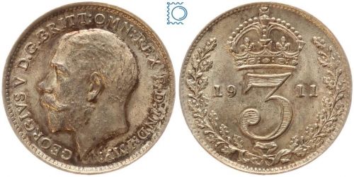 Großbritannien 3 Pence 1911 | 1st issue | George V. (1910-1936) - Patina!