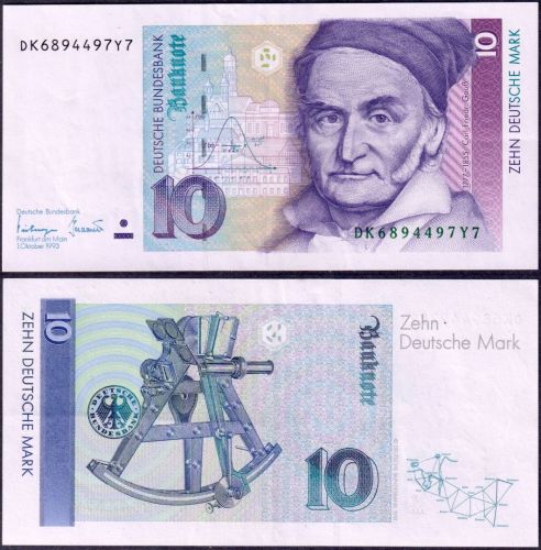 Banknote 10 DM Deutsche Mark Ro. 303/P38c Schein 1.8.1993 KN DK6894497Y7 UNC