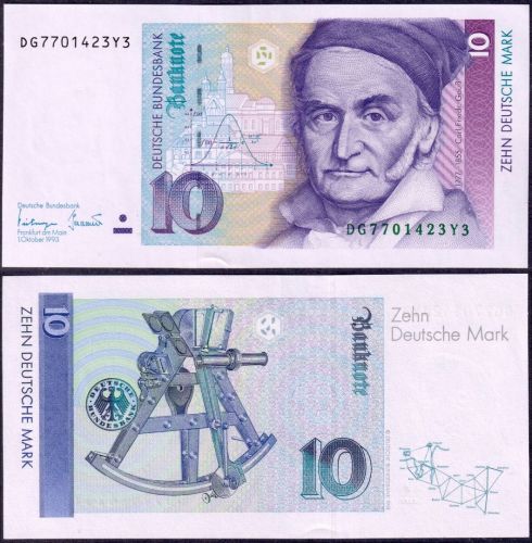Banknote 10 DM Deutsche Mark Ro. 303/P38c Schein 1.8.1993 KN DK6894497Y7 (I-)