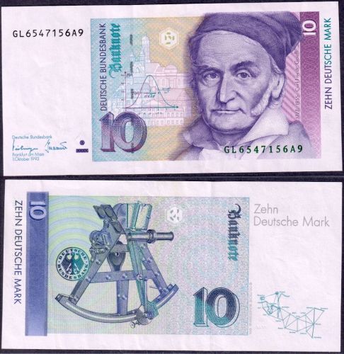 Banknote 10 DM Deutsche Mark Ro. 303/P38c Schein 1.8.1993 KN DK6894497Y7 (I-)