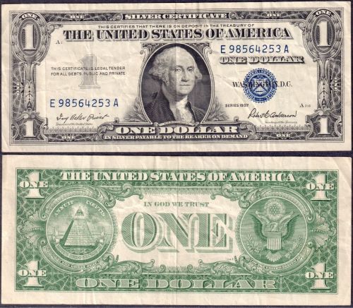 Banknote USA 1 Dollar Note 1957 Silver Certificate Priest/Anderson EA Block