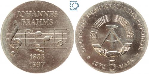 DDR 5 Mark 1972 - Johannes Brahms - stempelglanz - J.1540