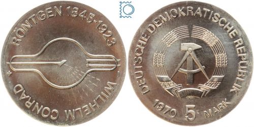 DDR 5 Mark 1970 - Wilhelm Conrad Röntgen - stempelglanz - J.1530
