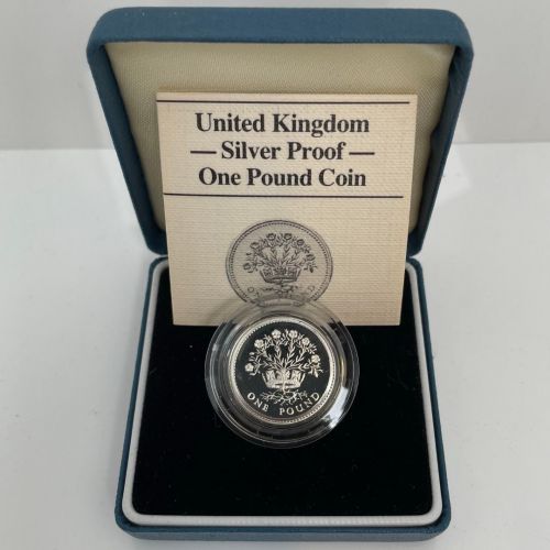 Großbritannien, 1 Pfund 1986 PP Northern Irish Flax; Silver Proof, Elisabeth II.