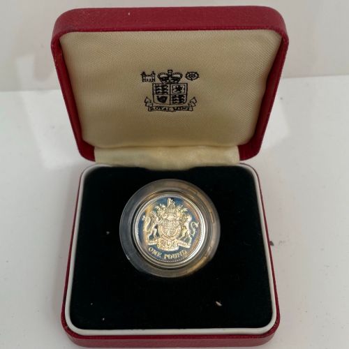 Großbritannien, 1 Pfund 1983 PP Royal Arms; Silver Proof, Elisabeth II.