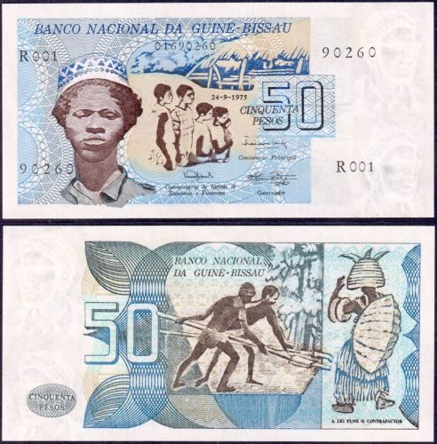 GUINEA-BISSAU 50 Pesos 1975 P#1 UNC - R 001 24.09.1975