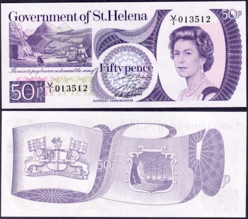 ST. HELENA 50 Pence P#5a UNC 1979 - V/1 Sign 2