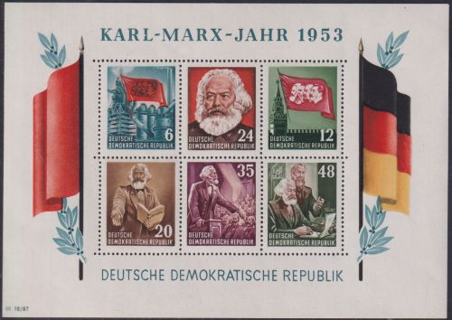 DDR, Block 8 A YI postfrisch, geprüft Schönherr BPP - Marx-Block gezähnt