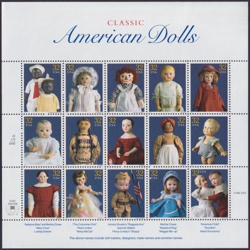 USA 1997 - Zusammendruck Bogen MiNr. 2857-2871 postfrisch - American Dolls / Puppen