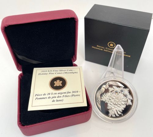 Kanada 20 Dollars 2010 | Moonlight Pinecone Swarovski Crystals | Silbermünze PP Etui + CoA