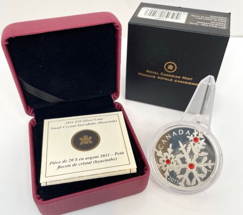 Kanada 20 Dollars 2011 | Hyacinth Red Small Crystal Snowflake | Silbermünze PP Etui + CoA