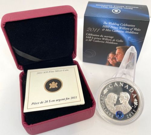 Kanada 20 Dollars 2011 | Royal Wedding mit Swarovski| Farbmünze Silber PP Etui + CoA