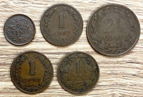 Niederlande ½, 1, 2 ½ cent 1877, 1892, 1898, 1919, 1938 Lot