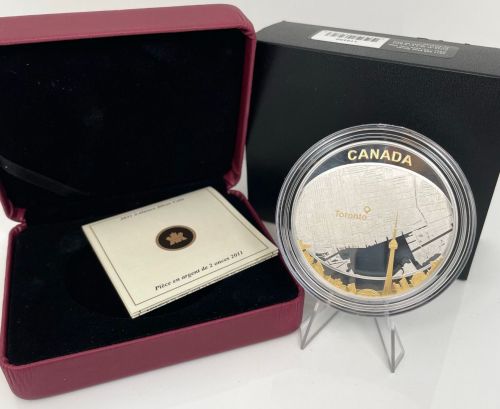 Kanada 25 Dollars 2011 | Toronto City Map | 2 Oz. Silbermünze PP Etui + CoA