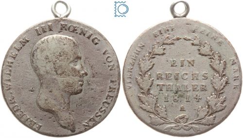 Brandenburg-Preussen, 1 Reichstaler Taler 1814 A, Friedrich Wilhelm III.,Henkel