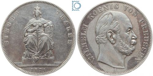 PREUSSEN, Brandenburg-Preußen Wilhelm I., Taler 1871, Siegestaler, Silber