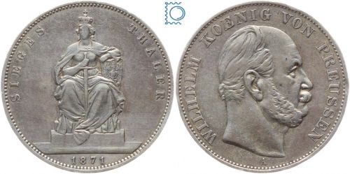 PREUSSEN, Brandenburg-Preußen Wilhelm I., Taler 1871, Siegestaler, Silber
