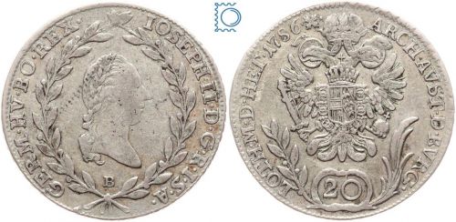 RDR | Haus Habsburg Josef II. 20 Kreuzer 1786 B Kremnitz