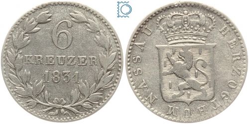 Herzogtum Nassau 6 Kreuzer 1831 | Herzog Wilhelm (1816-1839)