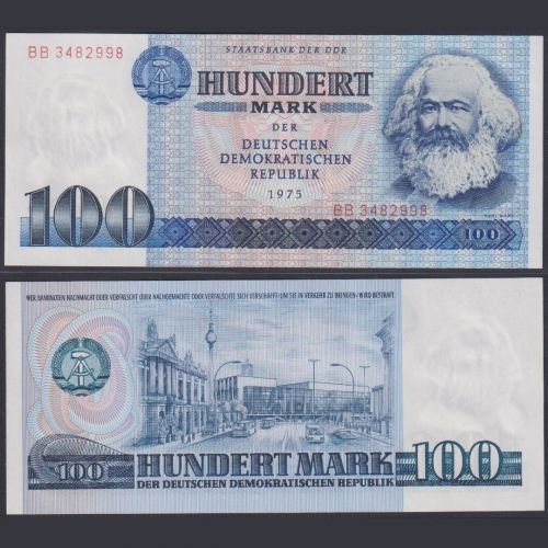 DDR 100 Mark 1975 P31a - Karl Marx - Breite Seriennummer / Wide Serial Number