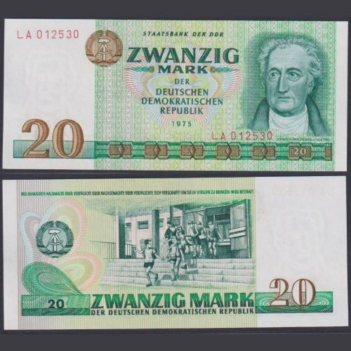 DDR 20 Mark 1975 P29a - Johann Wolfgang von Goethe - Breite Seriennummer