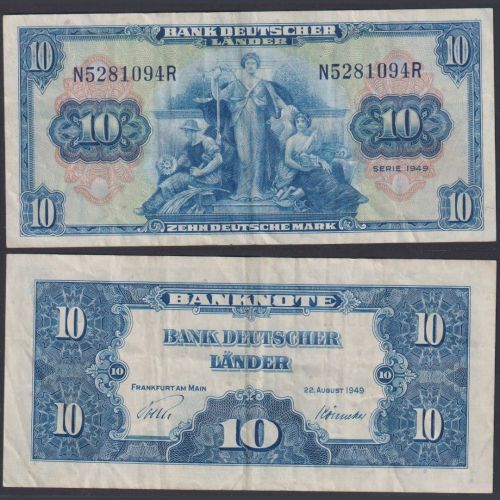Bank Deutscher Länder 1949 10 Mark P16a - N/R - BDL SERIE 1949 Deutsche Mark