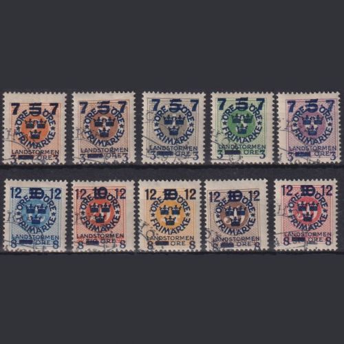 Schweden 1918 MiNr. 115-124 X gestempelt - Für den Landsturm (III)
