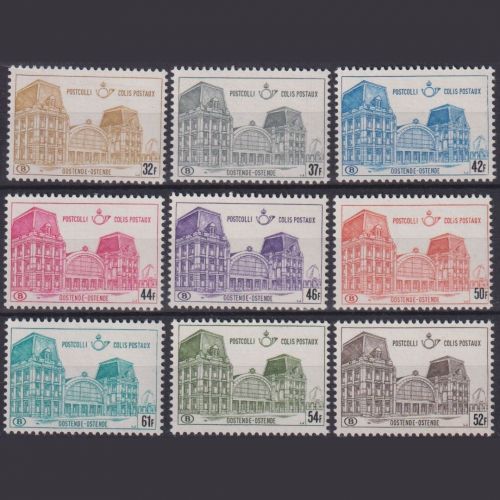 Belgien 1971 Postpaketmarken Nr. 67-75 postfrisch - Bahnhöfe