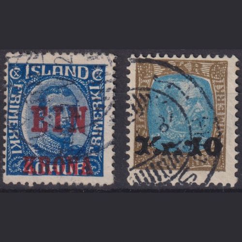 Island 1926 MiNr. 121 | 1929 MiNr. 124 gestempelt | Freimarken mit Aufdruck