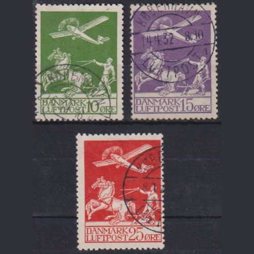 Dänemark 1925 MiNr. 143-145 gestempelt | Flugpostmarke Luftpost