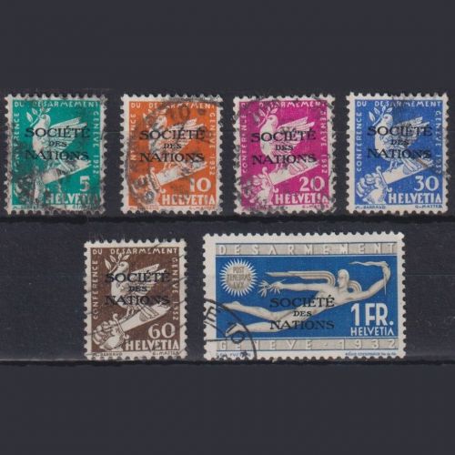 Schweiz SOCIÉTÉ DES NATIONS (SDN) 1932 - Michel Nr. 36-41 gestempelt