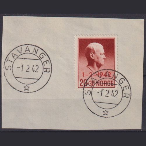 Norwegen 1942 Michel Nr. 266 Ersttag FDC Briefstück - Vidkun Quisling