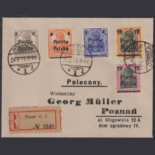 POLEN 1919 MiNr. 130-134 gestempelt - Poczta Polska Germania Aufdrucke