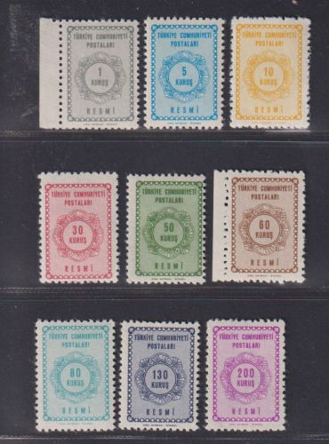 Türkei 1964 Dienstmarken MiNr. D91-99 postfrisch