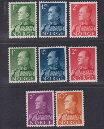 Norwegen 1959 MiNr. 428-432x, 428-430y postfrisch - Freimarken: König Olav V.