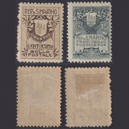 San Marino 1907 MiNr. 47-48 I ungebraucht - Wappenschild Officina Calcografica Italiana