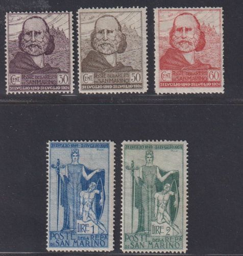 San Marino 1924 MiNr. 100-104 ungebraucht - Flucht Garibaldis nach San Marino