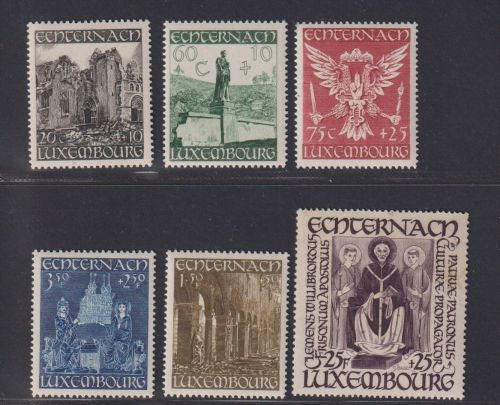 Luxemburg 1947 MiNr. 417-422 postfrisch - St.-Willibrord-Abtei in Echternach