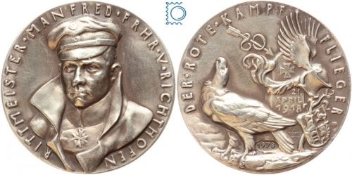 Manfred von Richthofen - Der Rote Baron - Silbermedaille von Karl Goetz - 1978 Replik