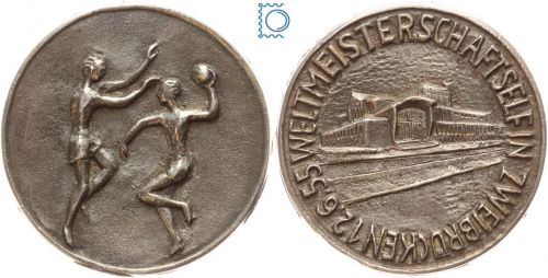Silbermedaille Feldhandball Weltmeisterschaftself in Zweibrücken 12.06.1955
