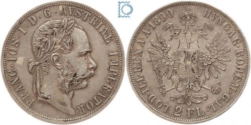Österreich-Ungarn 2 Florin / Doppelgulden 1890 - Franz Joseph I.