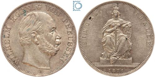 PREUSSEN, Brandenburg-Preußen Wilhelm I., Taler 1871, Siegestaler, Silber