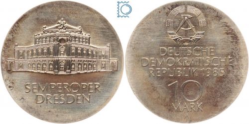 DDR 10 Mark 1986 - Semperoper Dresden - stempelglanz, Patina - J.1600