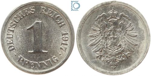 Kaiserreich/Weimar 1 Pfennig 1917 F Aluminium J.300