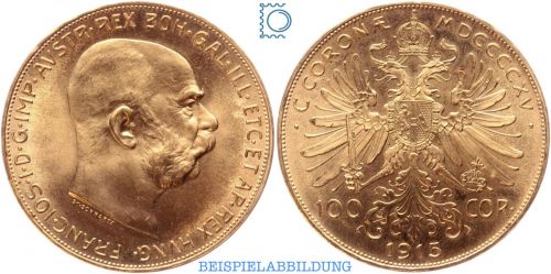 100 Kronen Österreich Goldmünze Kaiser Franz Joseph 1915
