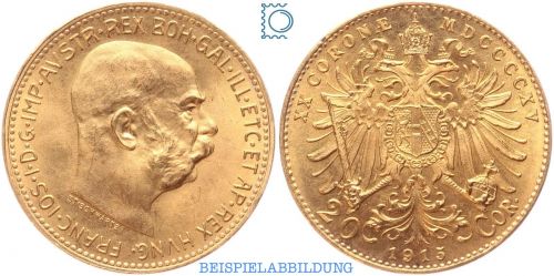20 Kronen Österreich Goldmünze Kaiser Franz Joseph 1892-1916