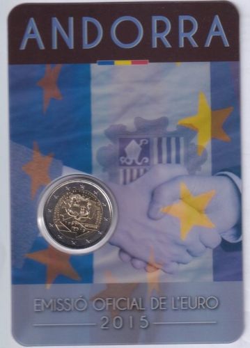 ANDORRA 2 Euro 2015 - 25 Jahre Zollunion - original OVP in Coincard